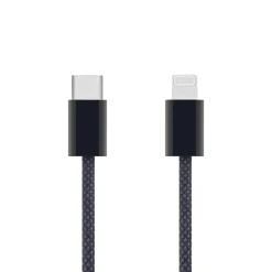 Linocell Kabler Og Adaptere|Lightning|Flettet USB-C- til Lightning-kabel Svart 1 m