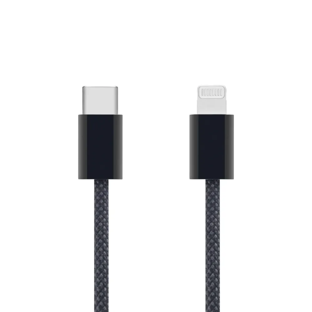 Linocell Kabler Og Adaptere|Lightning|Flettet USB-C- til Lightning-kabel Svart 1 m