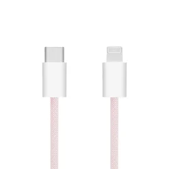 Linocell Kabler Og Adaptere|Lightning|Flettet USB-C- til Lightning-kabel Rosa 0,5 m