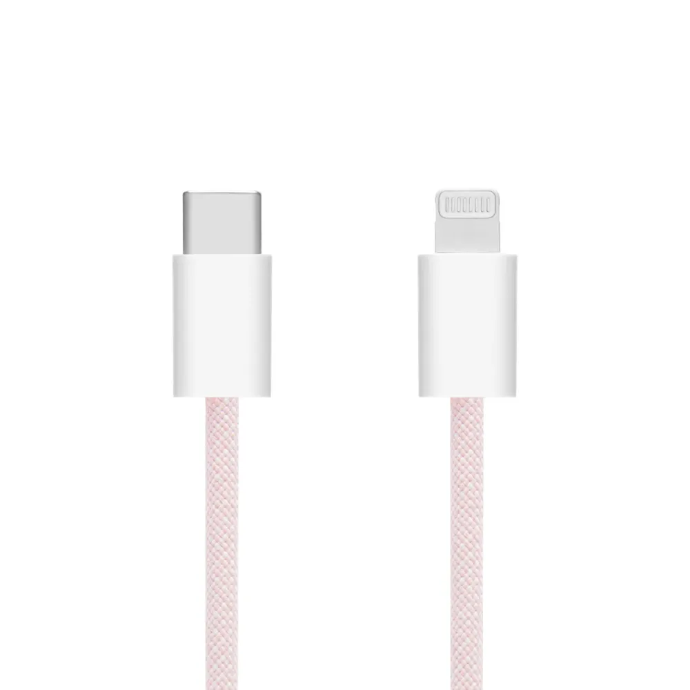 Linocell Kabler Og Adaptere|Lightning|Flettet USB-C- til Lightning-kabel Rosa 0,5 m