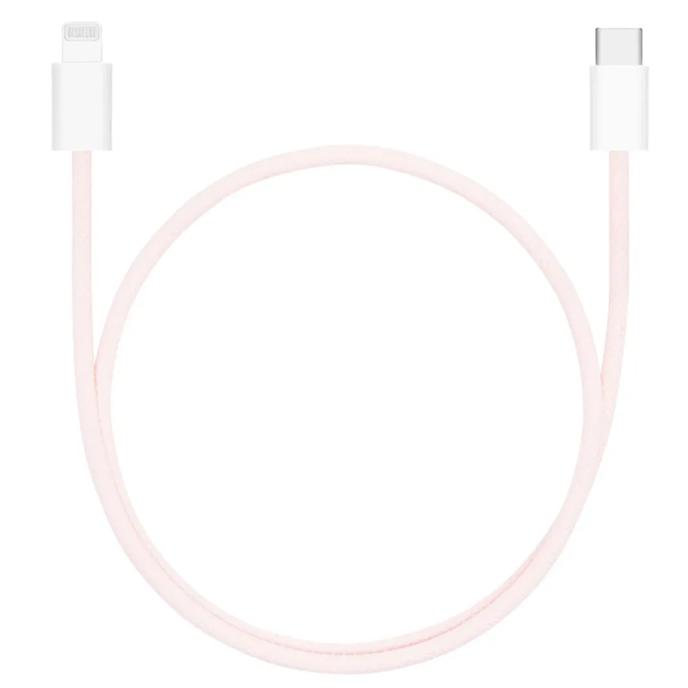 Linocell Kabler Og Adaptere|Lightning|Flettet USB-C- til Lightning-kabel Rosa 0,5 m