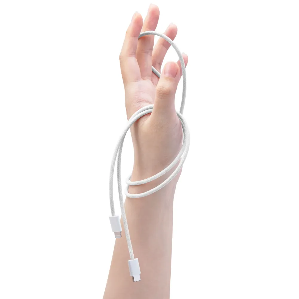 Linocell Kabler Og Adaptere|Lightning|Flettet USB-C- til Lightning-kabel Hvit 1 m