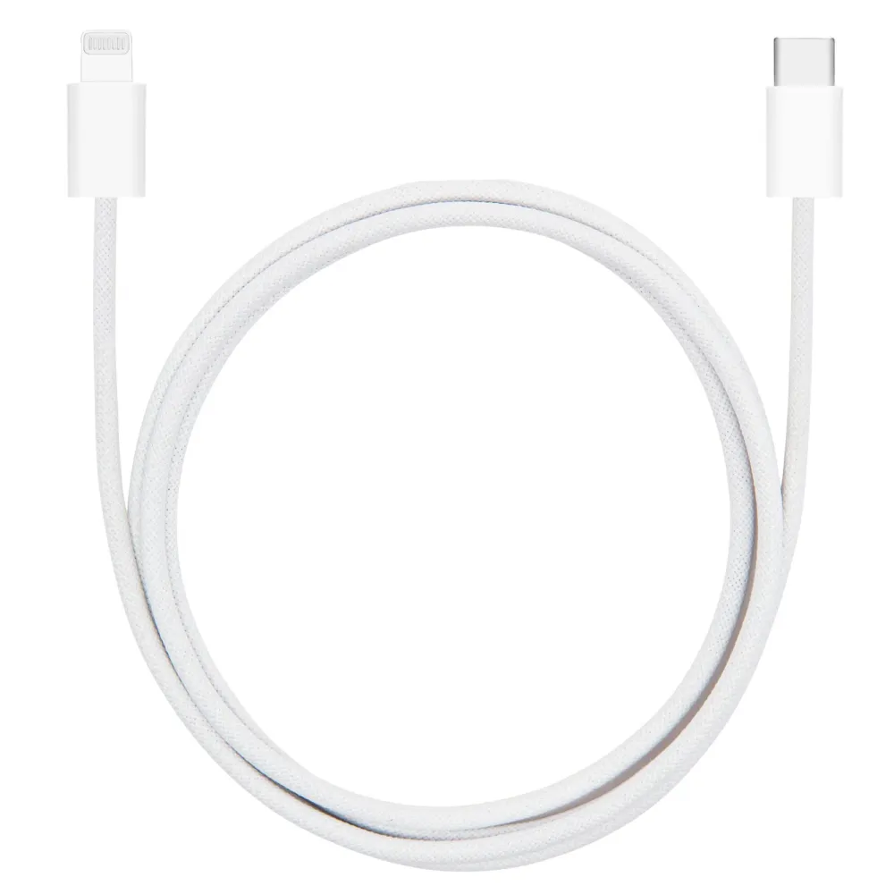 Linocell Kabler Og Adaptere|Lightning|Flettet USB-C- til Lightning-kabel Hvit 1 m