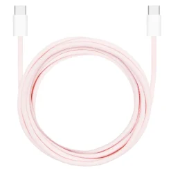 Linocell Kabler Og Adaptere|Lightning|Flettet USB-C- til USB-C-kabel 60W Rosa 2 m