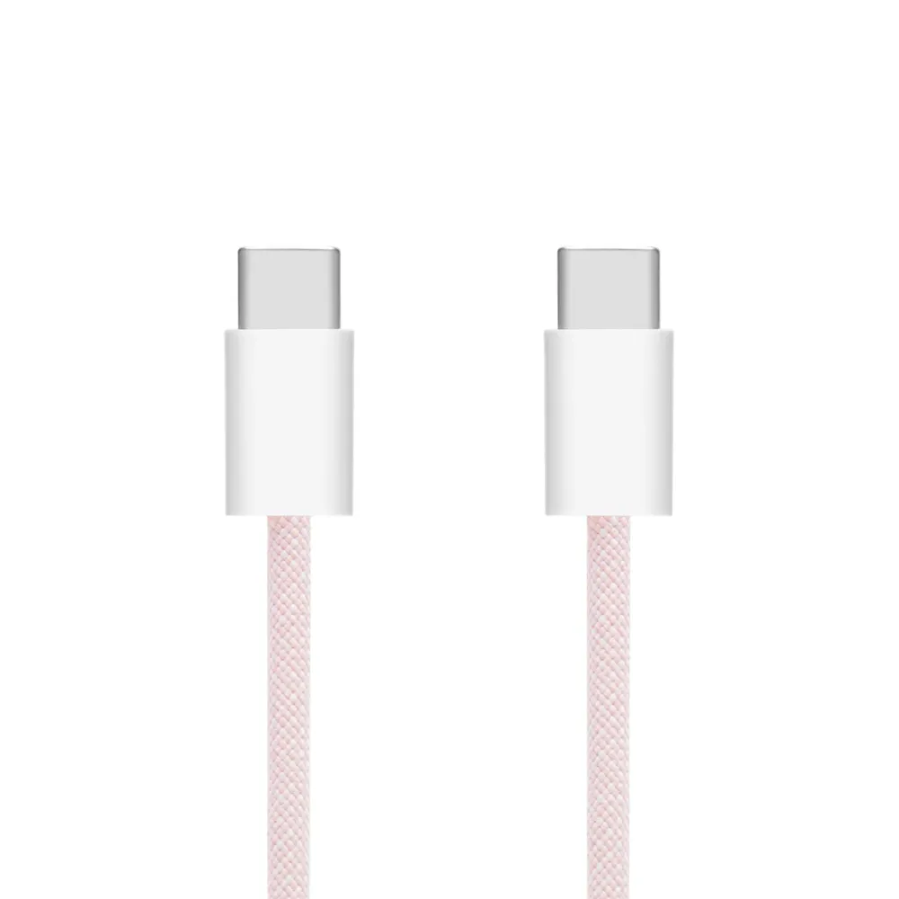 Linocell Kabler Og Adaptere|Usb-C Kabler|Flettet USB-C- til USB-C-kabel 60W Rosa 1 m