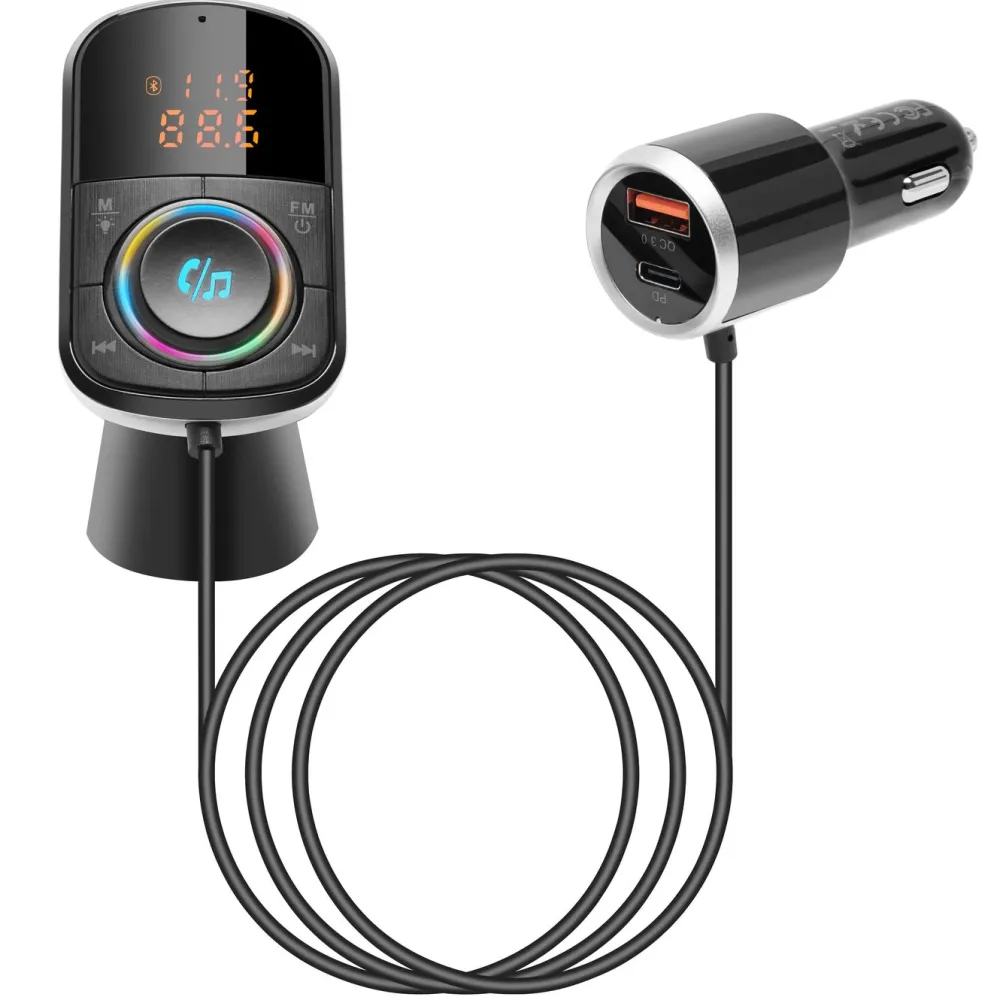 Linocell Biltilbehør|Musikkspiller Og Radio|FM-sender med Bluetooth og hurtiglading