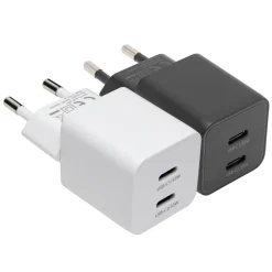 Linocell Mobiltelefonladere|GaN hurtiglader 35 W PD med 2 USB-C-porter
