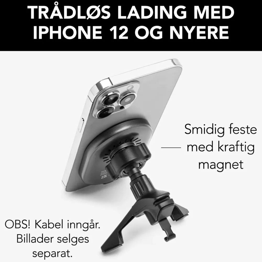 Linocell Iphone-Tilbehør|Mobiltelefonholder|Magnetisk Qi2 ladeplate til bilen 15 W