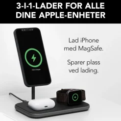 Linocell Premium Iphone-Tilbehør|Hjemmekontor|3-i-1-ladestasjon med MagSafe-kompabilitet
