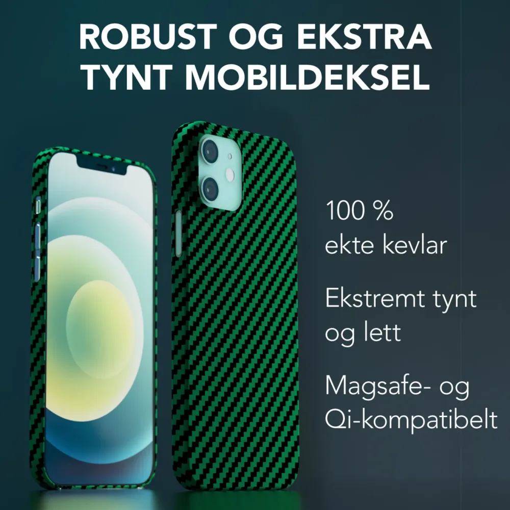 Linocell Premium Kevlar Iphone-Tilbehør|Robust deksel for iPhone 12 og 12 Pro Grønn
