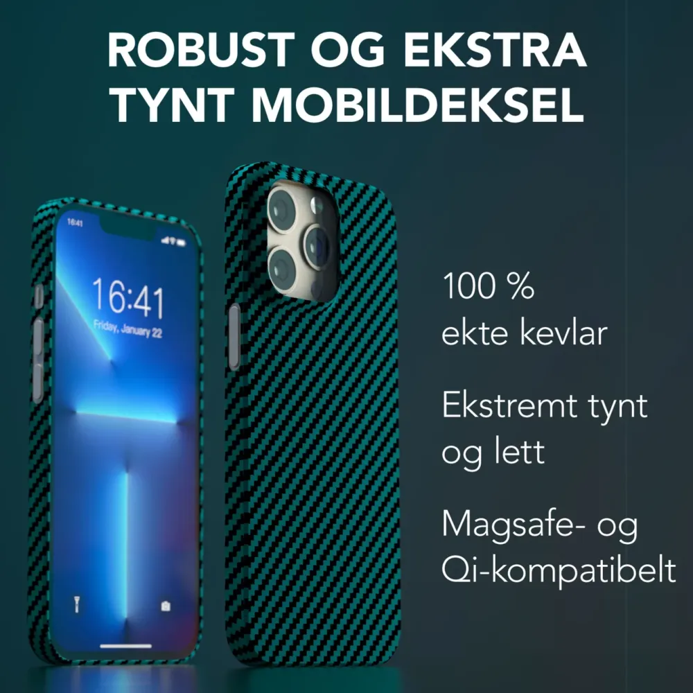 Linocell Premium Kevlar Iphone-Tilbehør|Robust deksel for iPhone 13 Pro