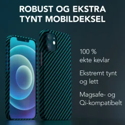 Linocell Premium Kevlar Iphone-Tilbehør|Robust deksel for iPhone 12 Mini