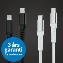 Linocell Premium Kevlar Kabler Og Adaptere|Lightning|USB-C- til Lightning-kabel Hvit 0,5 m