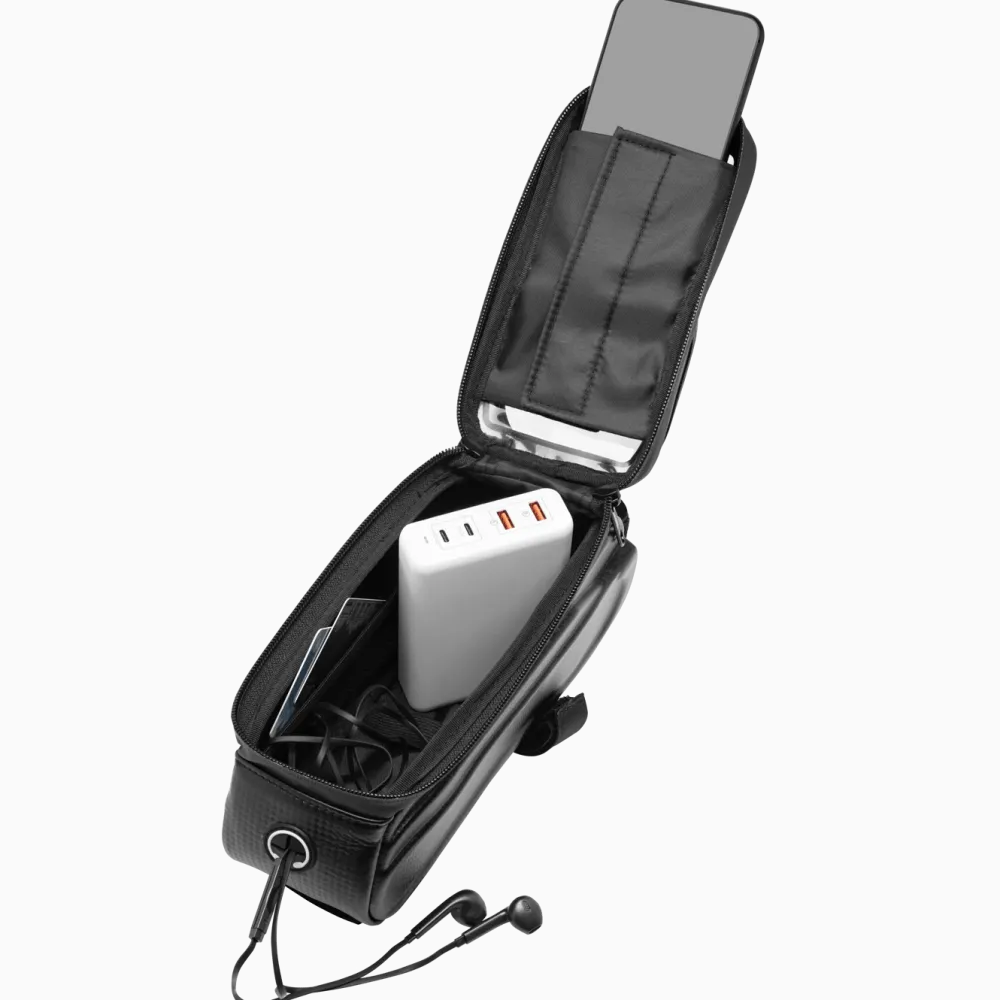 Linocell Fritid|Sykkelbelysning|Sykkelveske med mobillomme - for rammen