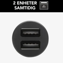 Linocell Mobiltelefonladere|USB-billader med to USB-porter 4,8 A Svart