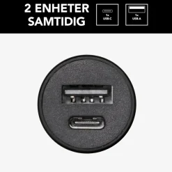 Linocell Mobiltelefonladere|USB-billader med USB-C- og A-port