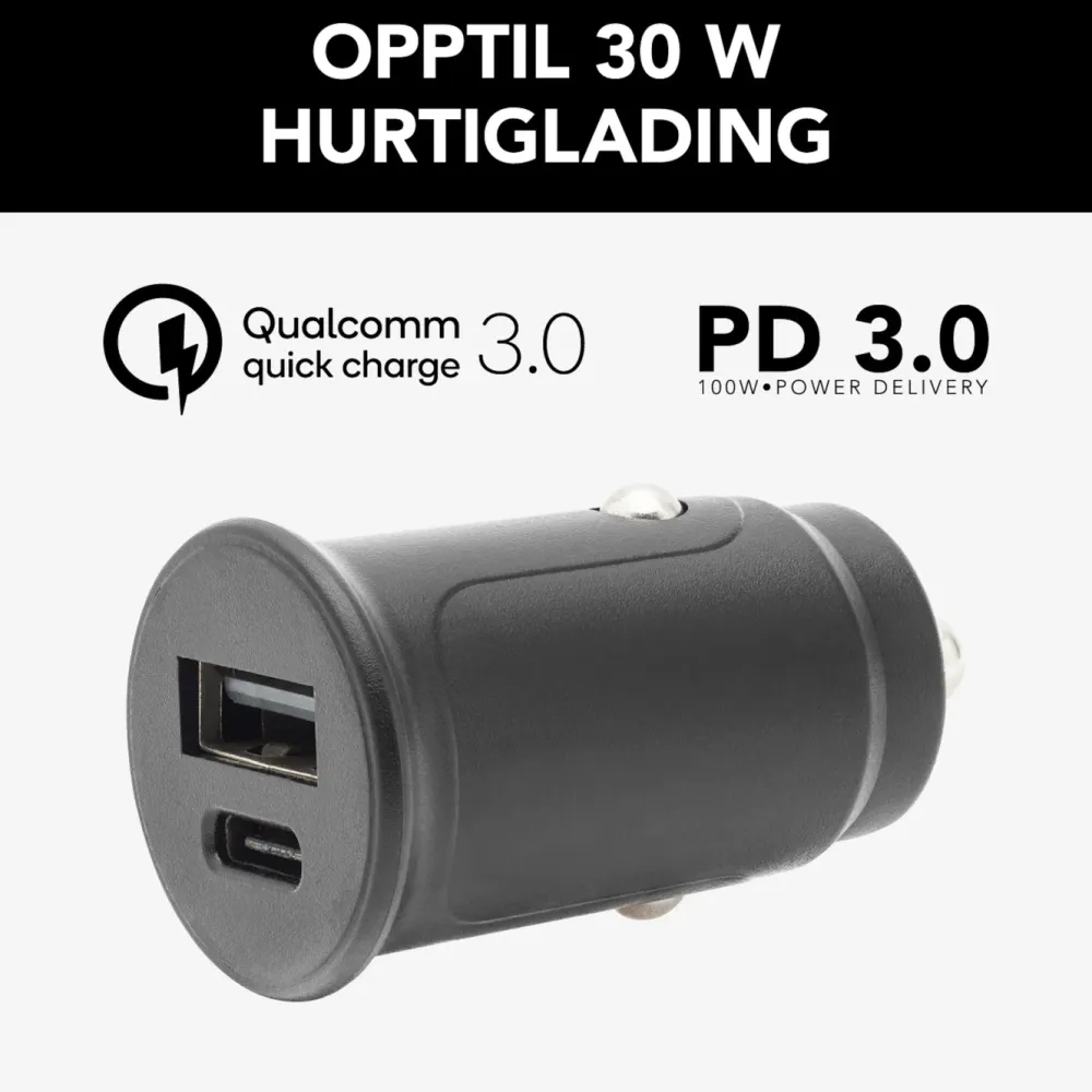 Linocell Mobiltelefonladere|USB-billader med USB-C- og A-port