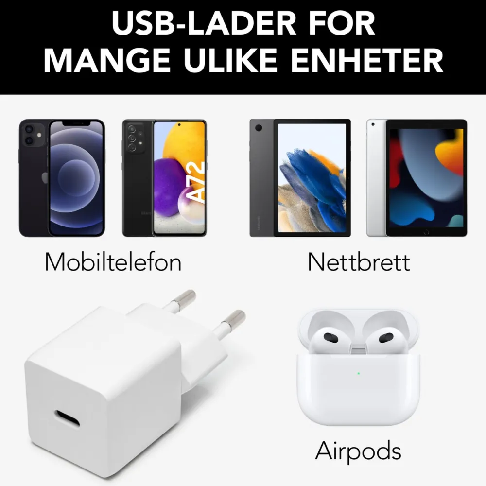 Linocell Kabler Og Adaptere|Iphone-Tilbehør|USB-C-lader med PD 20 W