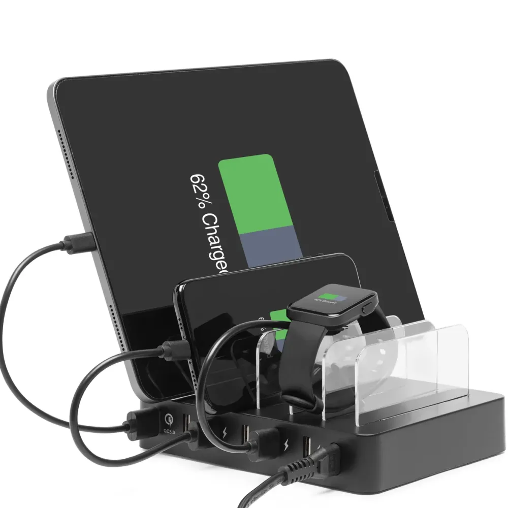 Linocell Iphone-Tilbehør|Hjemmekontor|USB-ladestasjon med stativfunksjon 6 porter