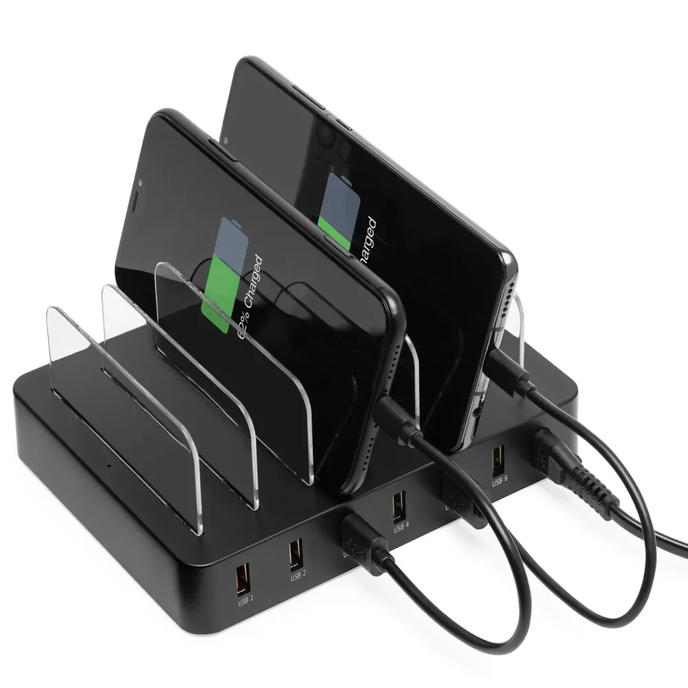 Linocell Iphone-Tilbehør|Hjemmekontor|USB-ladestasjon med stativfunksjon 6 porter