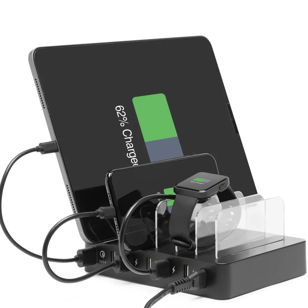 Linocell Iphone-Tilbehør|Hjemmekontor|USB-ladestasjon med stativfunksjon 6 porter