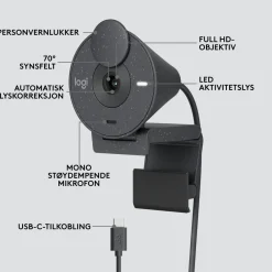 Logitech Hjemmekontor|Webkameraer|Brio 300 Webkamera med USB-C