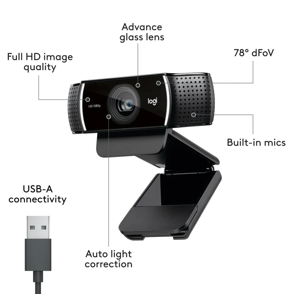 Logitech Skjermbeskytter Og Deksel|Gamingskjermer|C922 Pro Stream Webkamera