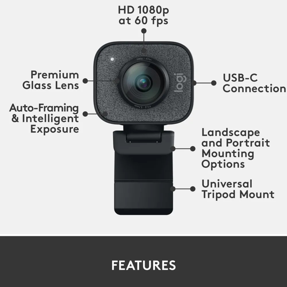 Logitech C Streaming|Hjemmekontor|Streamcam Webkamera