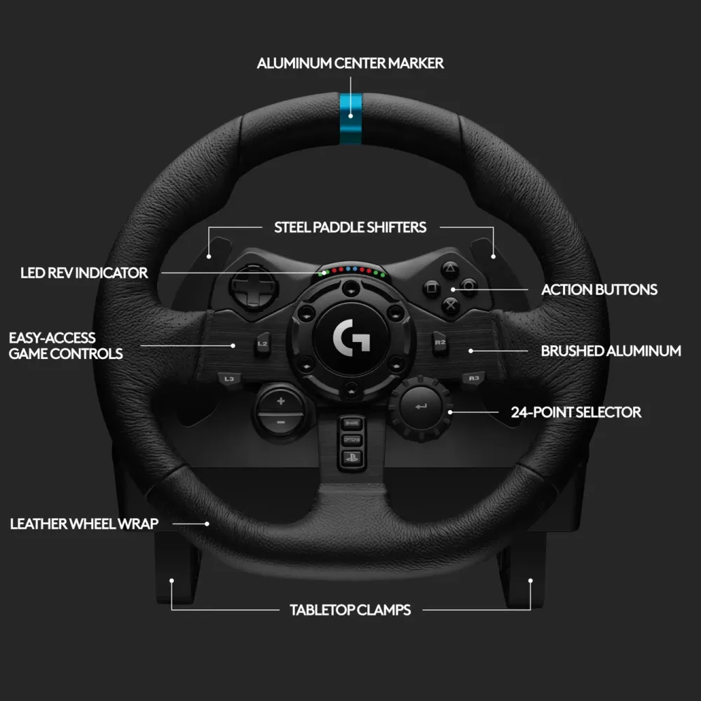 Logitech G Ratt Og Pedaler|923 Driving Force Ratt for Playstation og PC