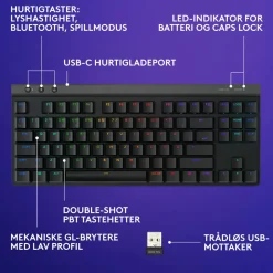 Logitech Tastatur|Gaming Tastatur|G515 Lightspeed TKL Trådløst gamingtastatur