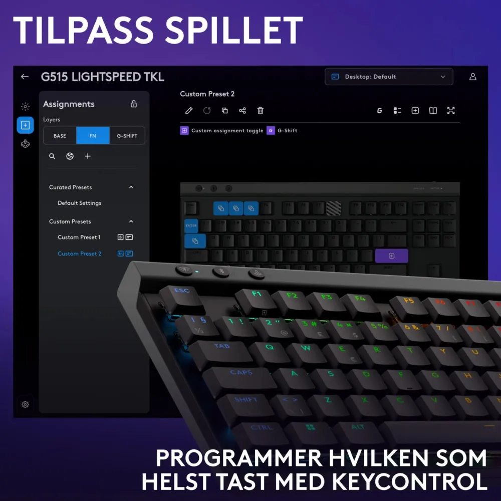 Logitech Tastatur|Gaming Tastatur|G515 Lightspeed TKL Trådløst gamingtastatur