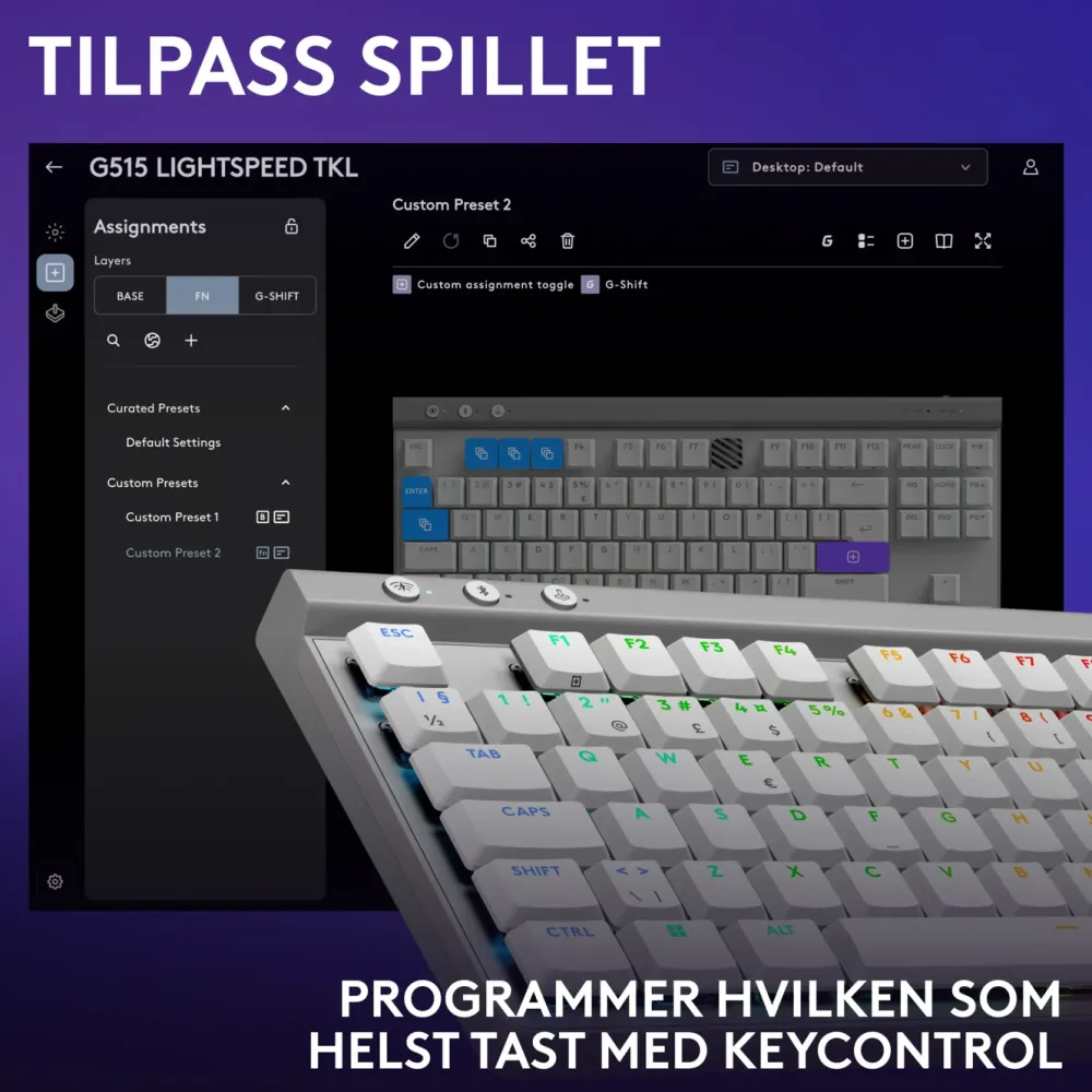 Logitech Tastatur|Gaming Tastatur|G515 Lightspeed TKL Trådløst gamingtastatur
