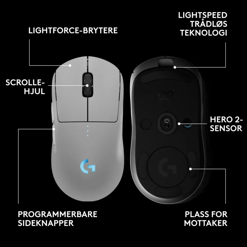 Logitech G Gaming Mus|Datamus|Pro 2 Trådløs gamingmus for proffer