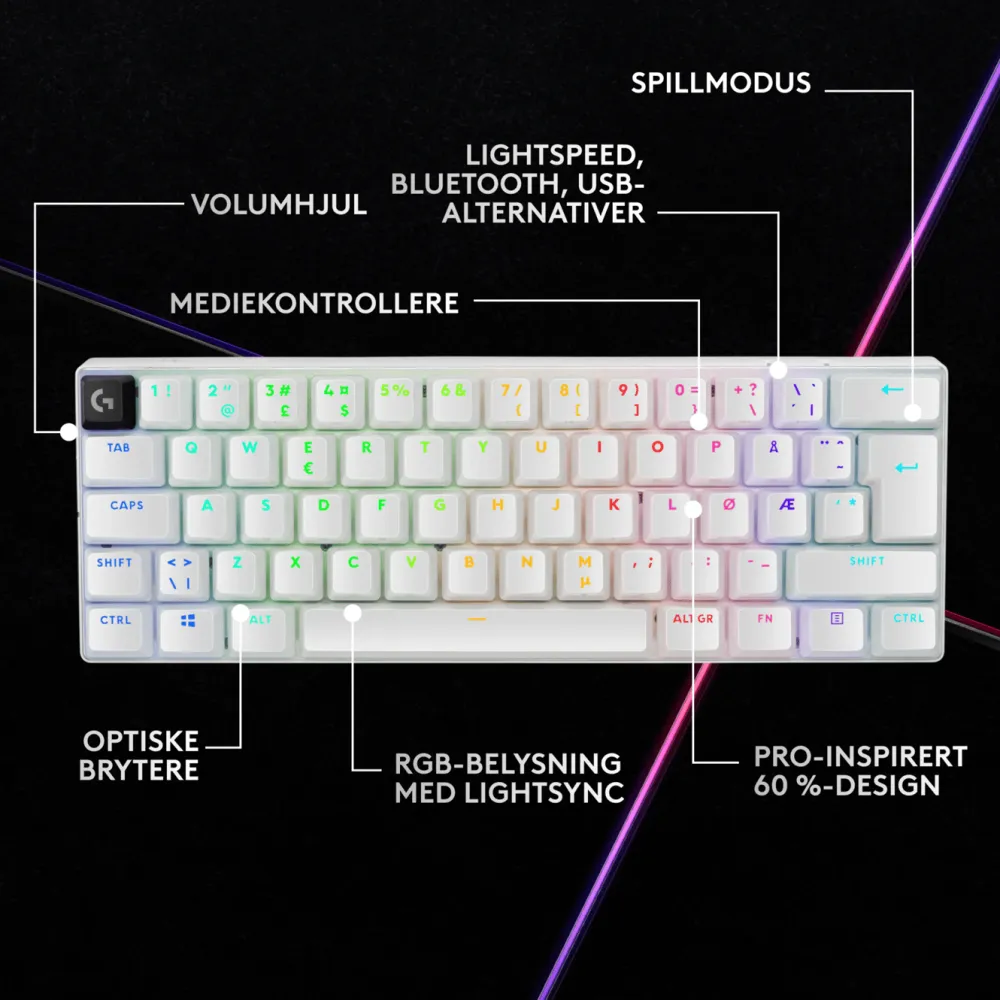 Logitech G Tastatur|Gaming Tastatur|PRO X 60 Lightspeed Trådløst gamingtastatur