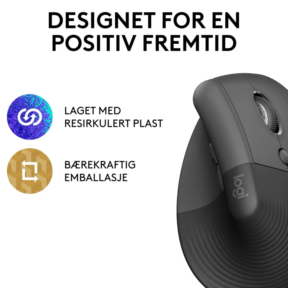 Logitech Datatilbehør|Datamus|Lift Vertikal datamus Graphite
