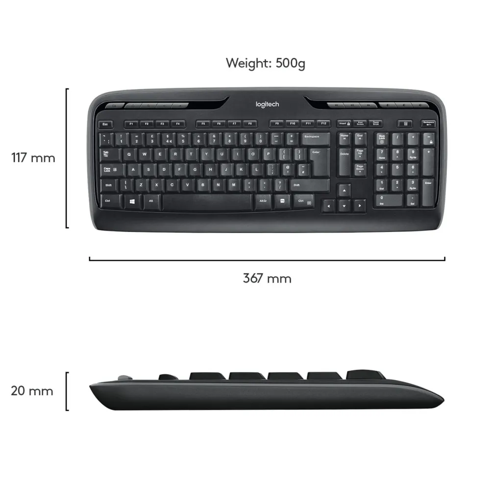 Logitech Tastatur|Gaming Tastatur|MK330 trådløst tastatur og mus