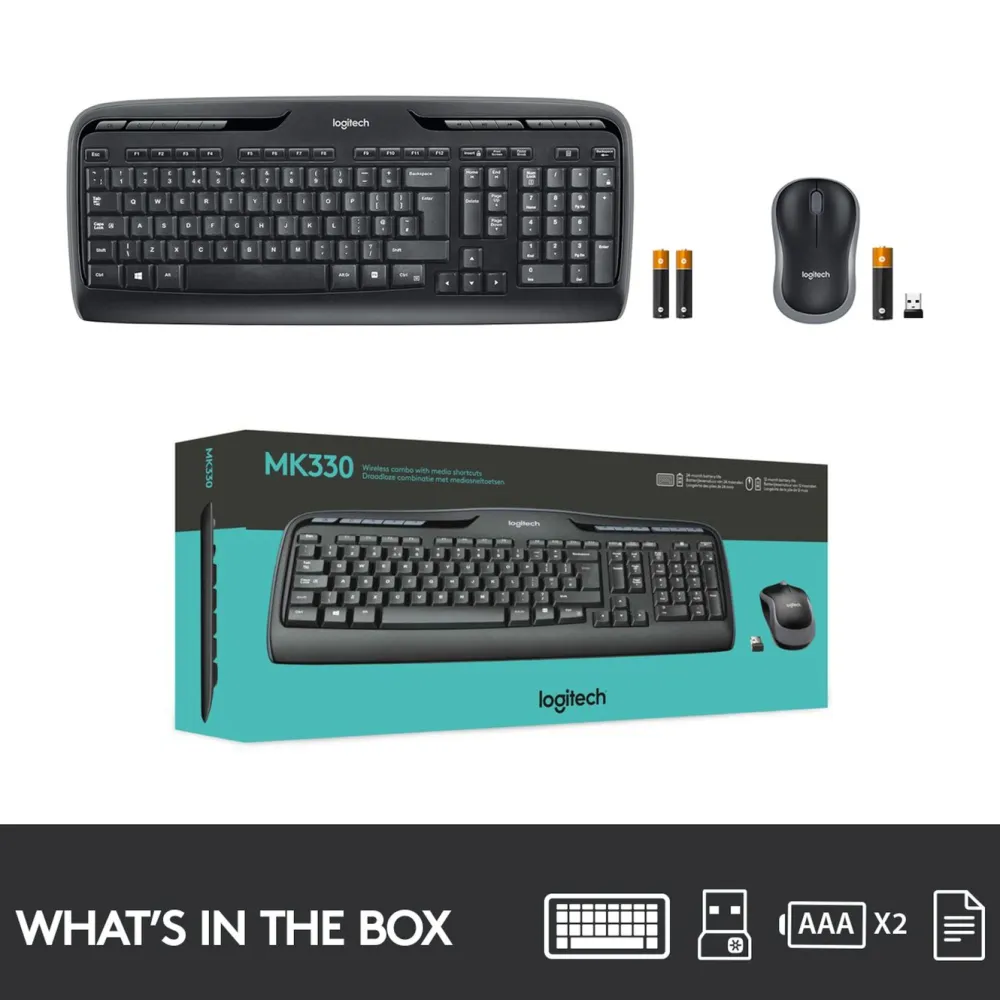Logitech Tastatur|Gaming Tastatur|MK330 trådløst tastatur og mus