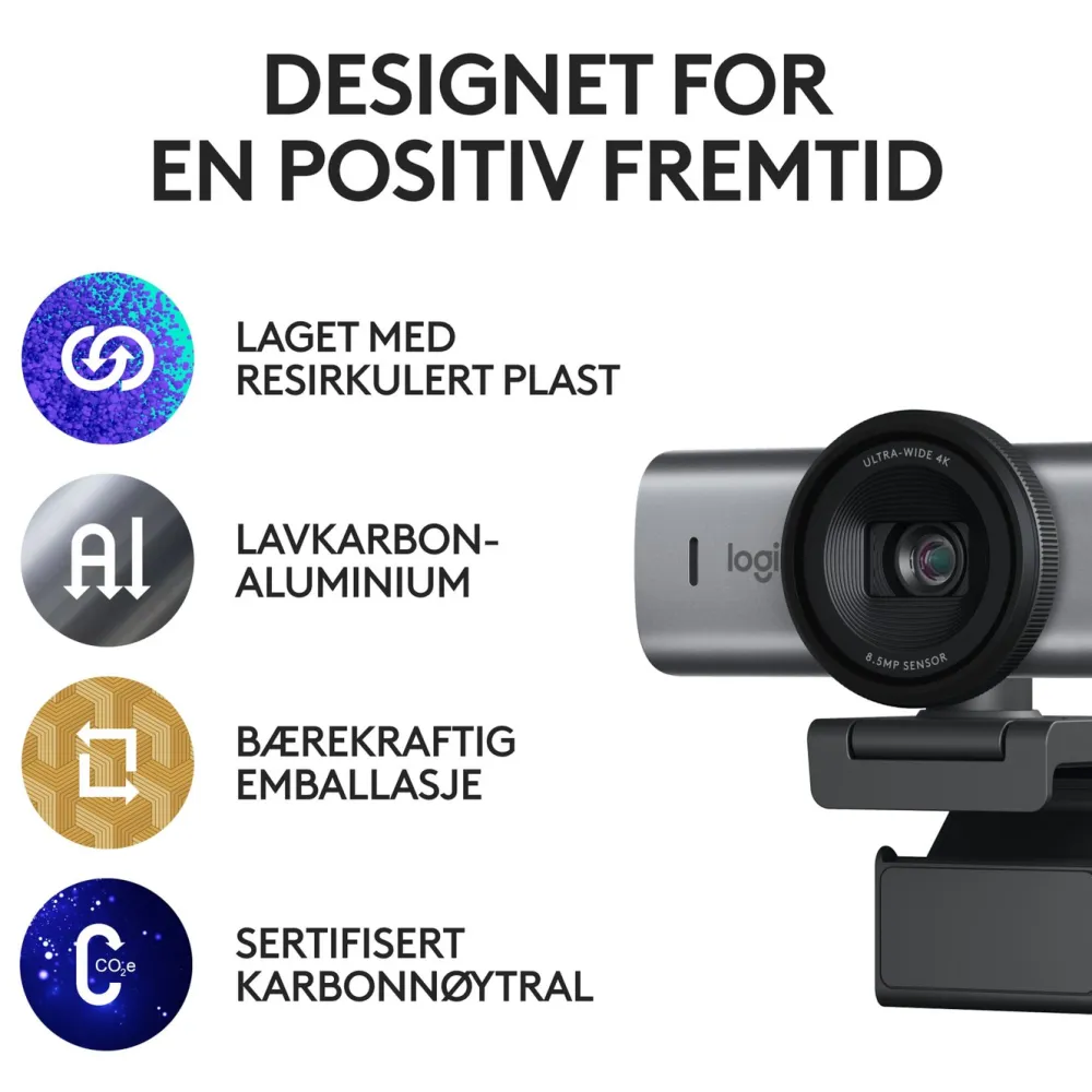 Logitech Hjemmekontor|Webkameraer|MX Brio 4K Webkamera