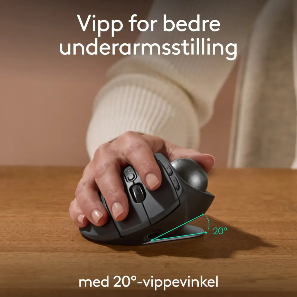 Logitech Datatilbehør|Ergonomi|MX Ergo S Ergonomisk mus med styrekule