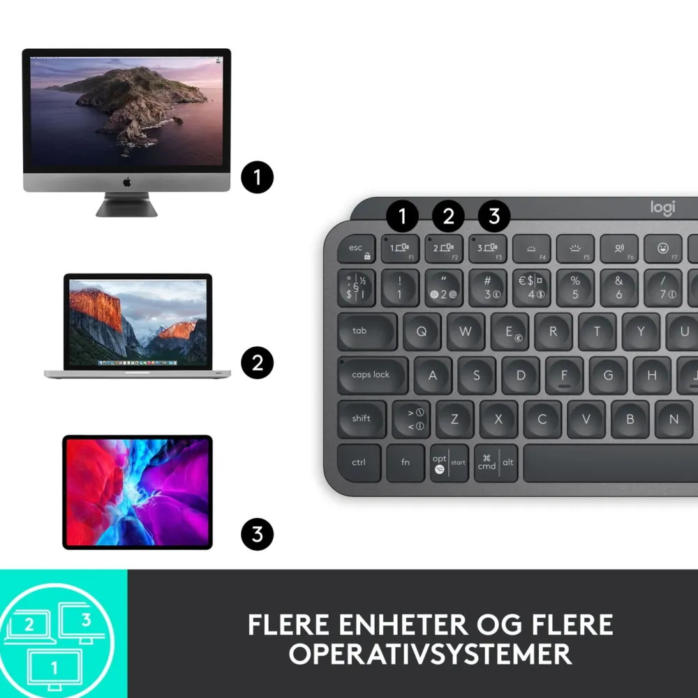 Logitech Tastatur|Gaming Tastatur|MX Keys Mini Trådløst tastatur Grå