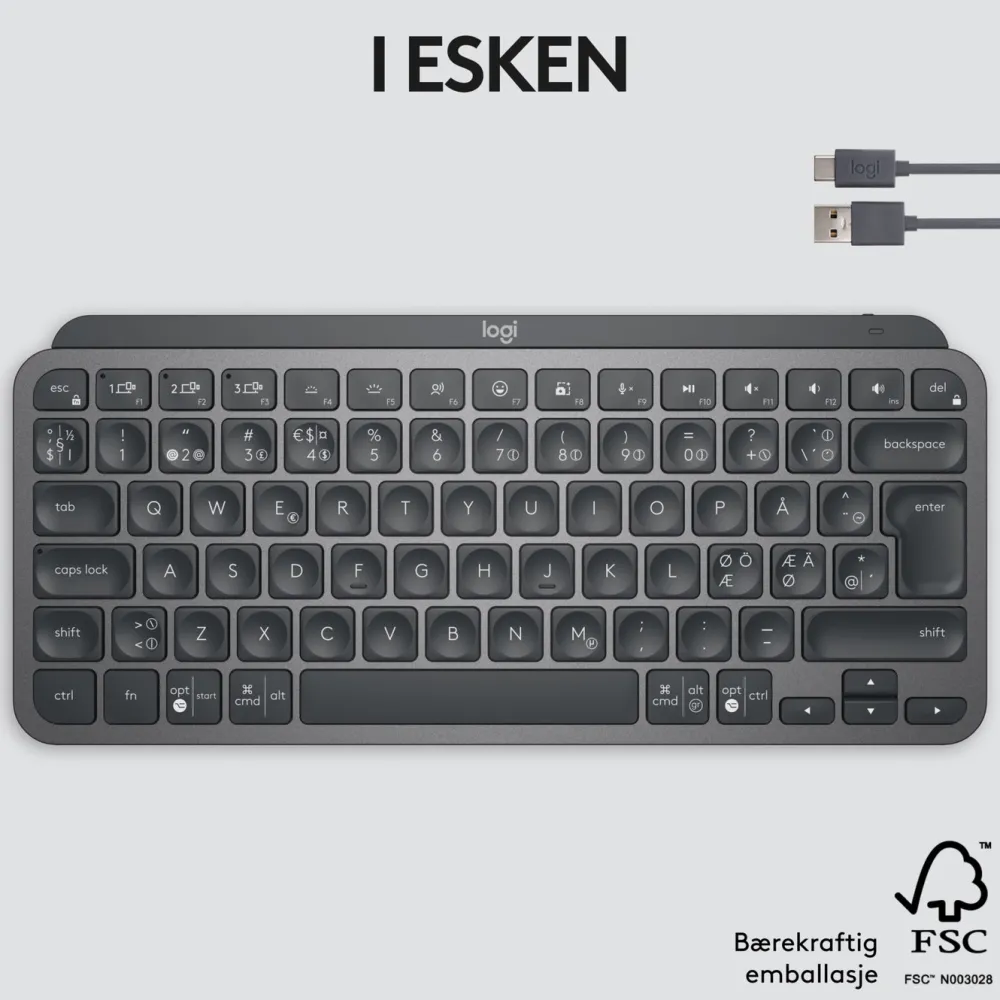 Logitech Tastatur|Gaming Tastatur|MX Keys Mini Trådløst tastatur Grå