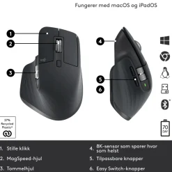 Logitech Datatilbehør|Ergonomi|Mx Master 3s Trådløs datamus