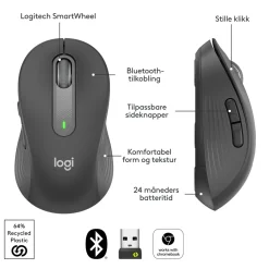 Logitech Datamus|Signature M650 Trådløs datamus Graphite