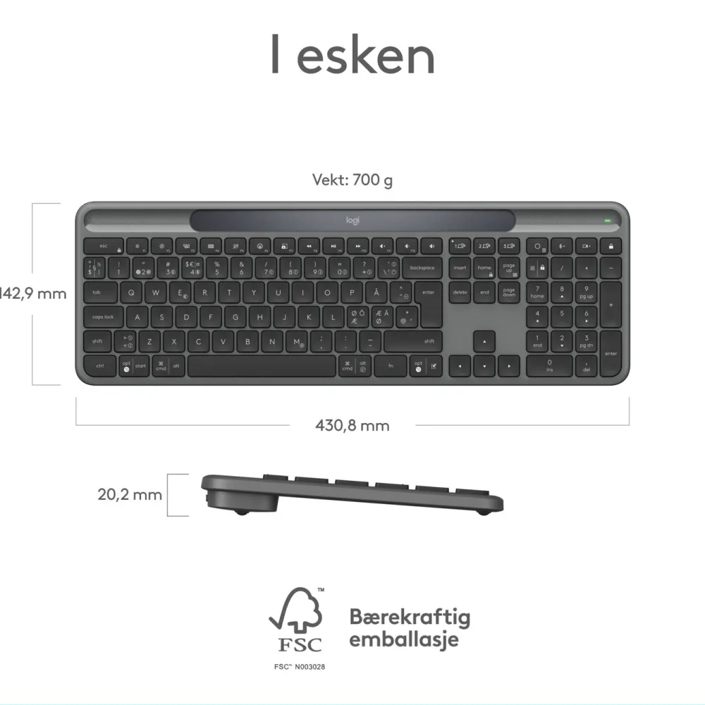 Logitech Tastatur|Gaming Tastatur|Signature Slim Solar+ Trådløst tastatur