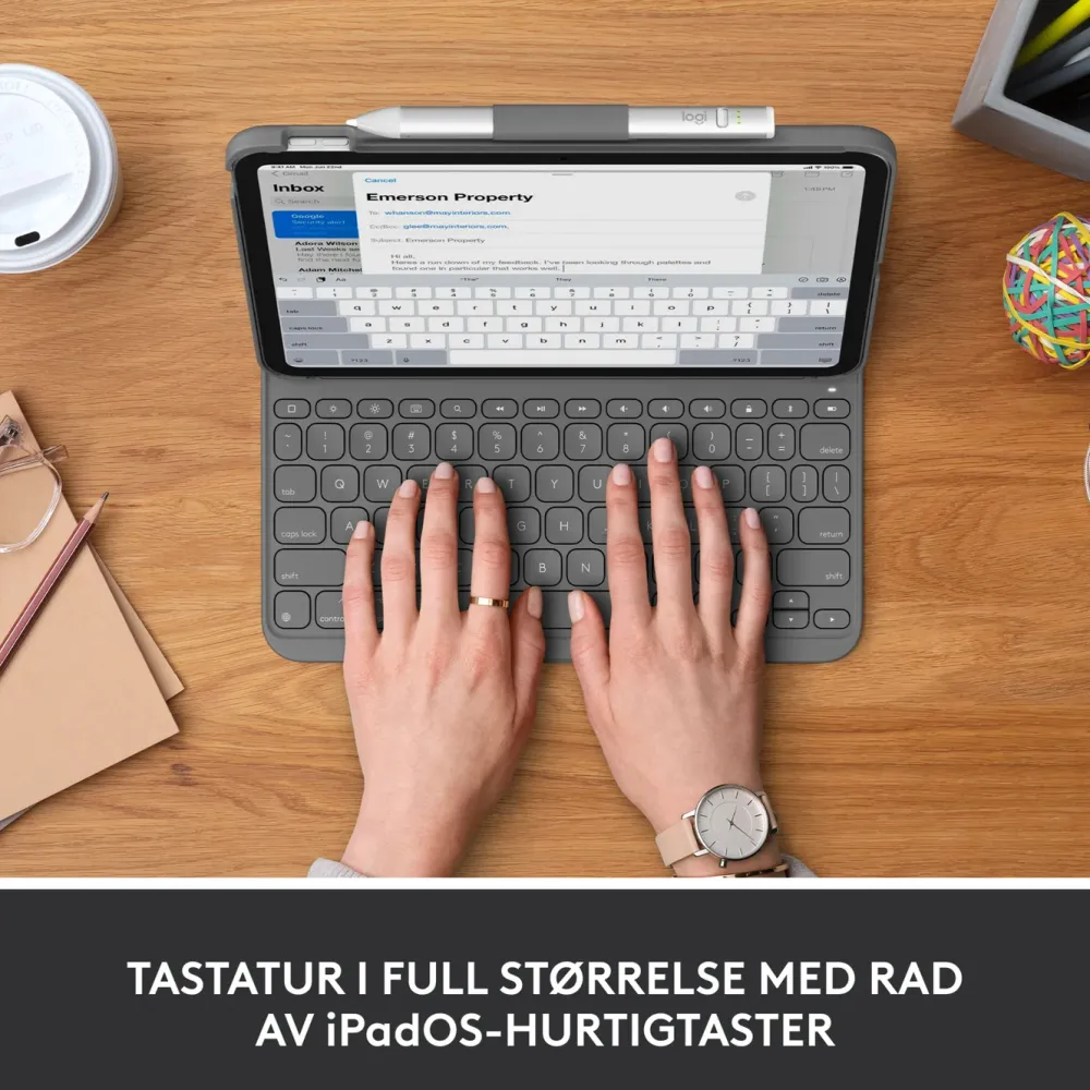 Logitech Ipad Og Tilbehør|Slim Folio Tastaturetui for iPad (10. gen) og iPad (A16)