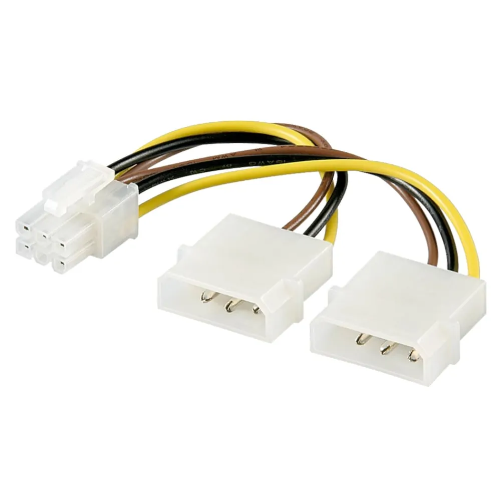 Luxorparts Kabler Til Datamaskin|Datamaskinkomponenter|PCI Express-strømadapter 6-pin (2x Molex)