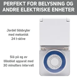 Luxorparts Sterkstrøm|Tidsbryter for utendørsbruk 24 t