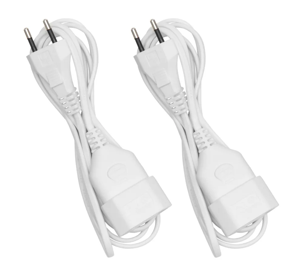 Luxorparts Strømledninger|Ujordet skjøteledning 2,5 m (EU) 2-pk.