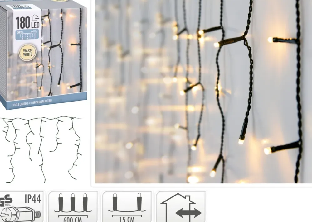 Kjell Lyslenker|Julelys|Lyslenke med istapper for dekorasjon 180 LED