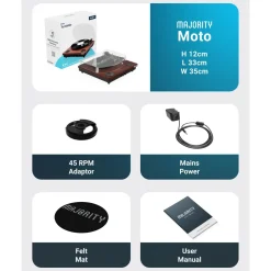 Majority Musikkspiller Og Radio|Digitaliser Lyd Og Bilde|Moto Platespiller med Bluetooth